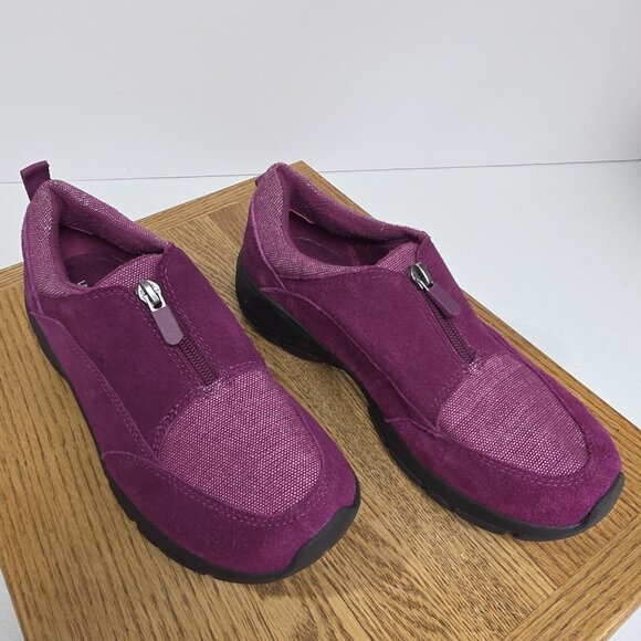 Lands End Slip-On Shoes Womens Size 8 Purple Suede Zip Comfort Casual Walking - Picture 1 of 9